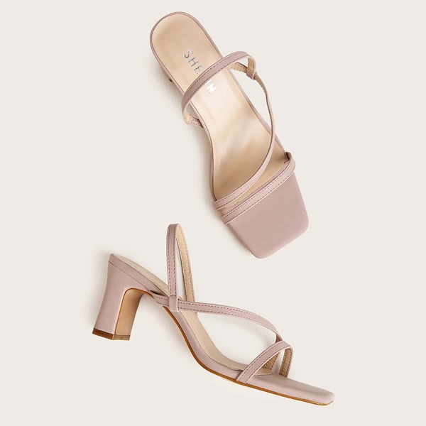 

Open Toe Slingback Chunky Heels, Pink