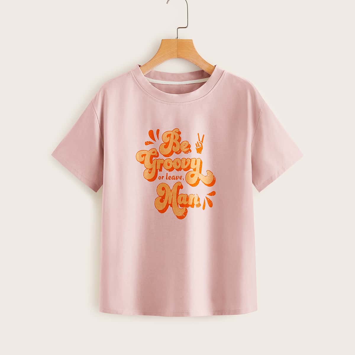 

Slogan Graphic Tee, Pink