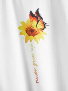 Liguero Estampado Mariposa Girasol Con Dobladillo Irregular Liguero Estampado Mariposa Girasol Con Dobladillo Irregular