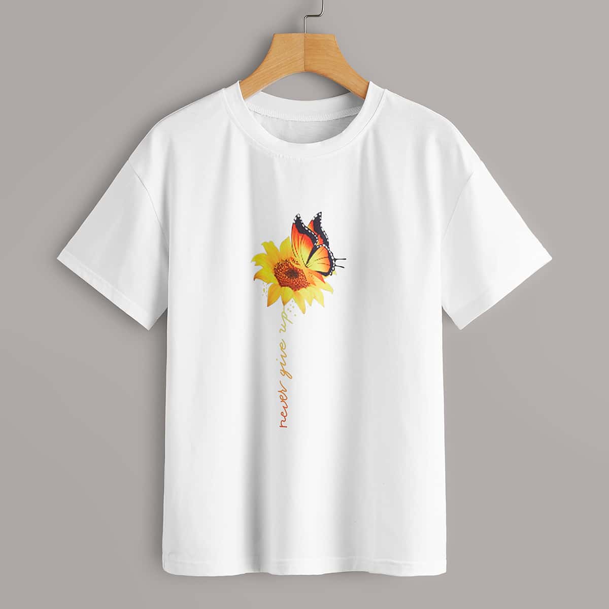 

Sunflower & Butterfly Graphic Tee, White