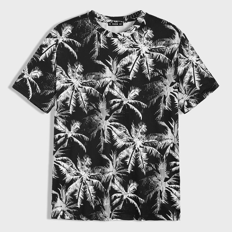 

Guys Tropical Print Tee, Black and white