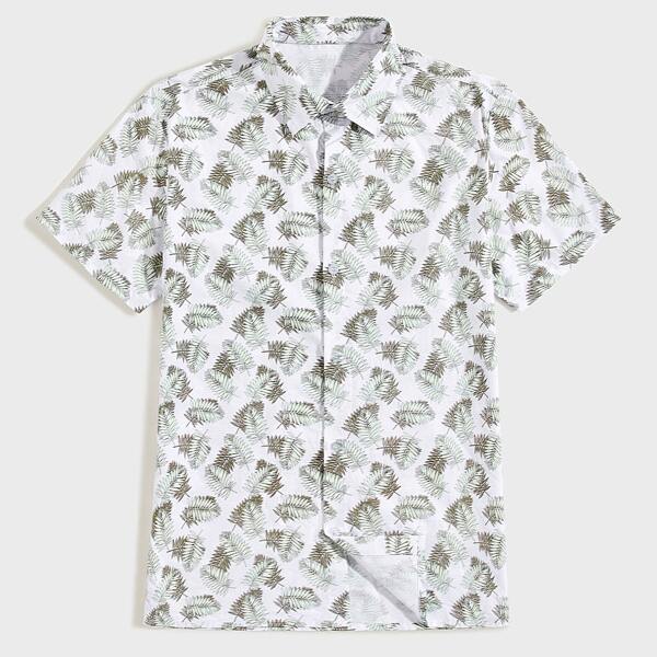 

Men Tropical Print Shirt, White