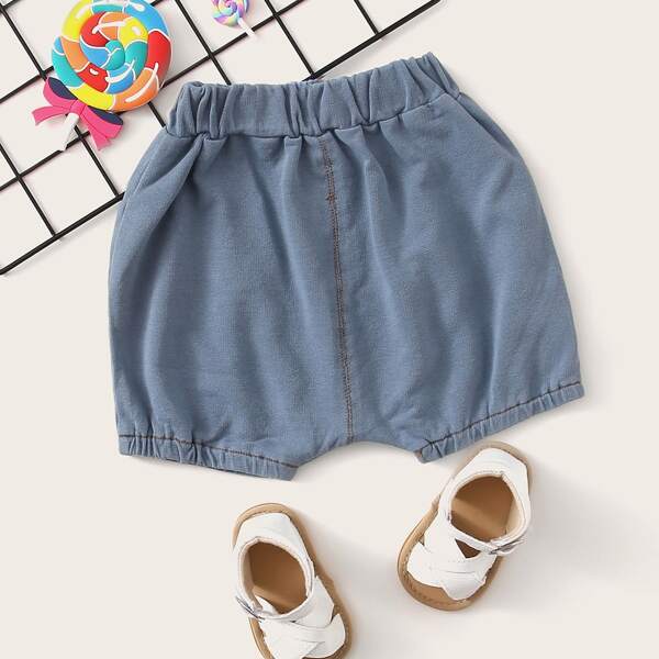 

Toddler Boys Contrast Topstitching Denim Shorts, Blue pastel