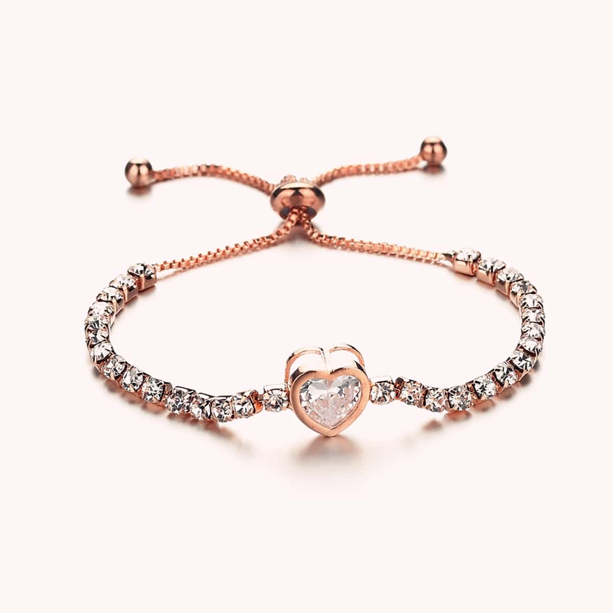 

1pc Rhinestone Engraved Heart Decor Bracelet, Gold