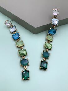 juran 1pair Gemstone Decor Drop Earrings