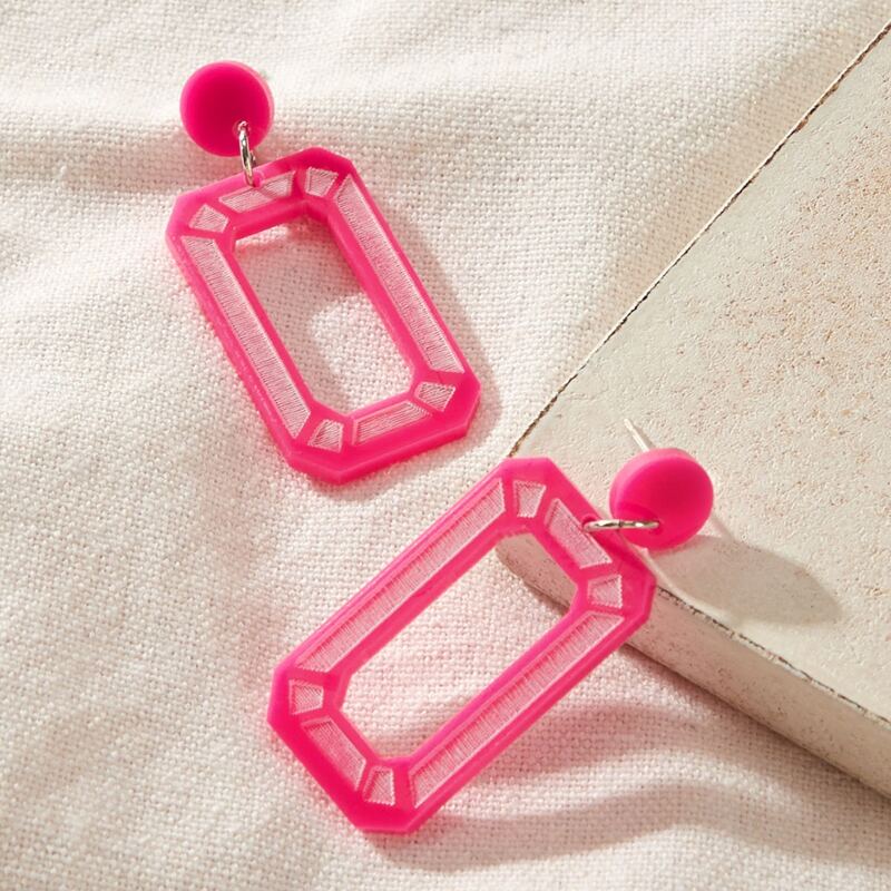 

Geometric Dangle Earrings, Pink