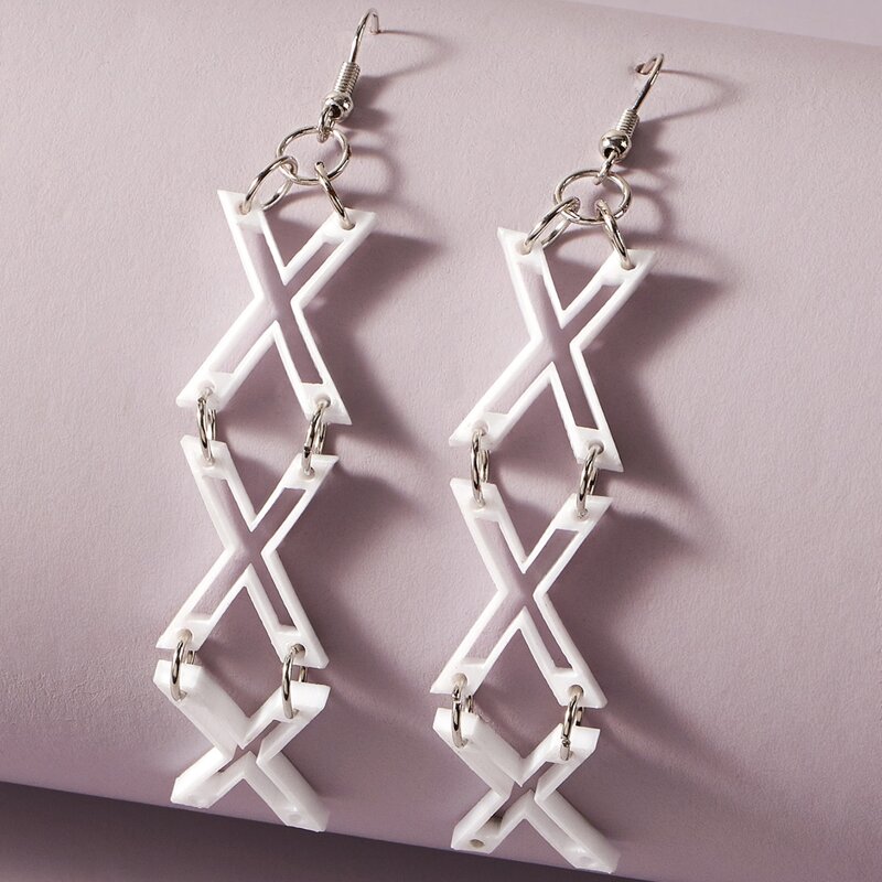 

Letter Decor Drop Earrings, Silver