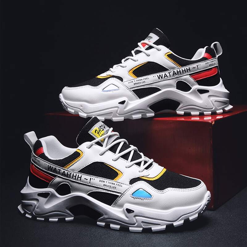 

Guys Lace-up Front Mesh Panel Sneakers, Black and white