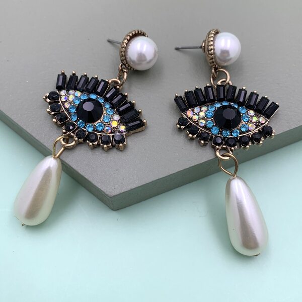 

1pair Rhinestone Engraved Eye Charm Drop Earrings, Multicolor