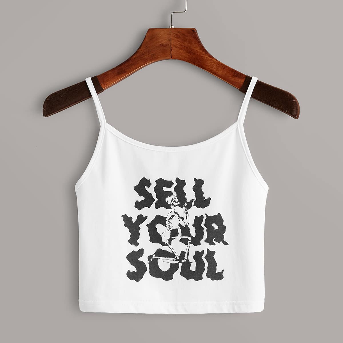 

Slogan & Skull Graphic Cami, White