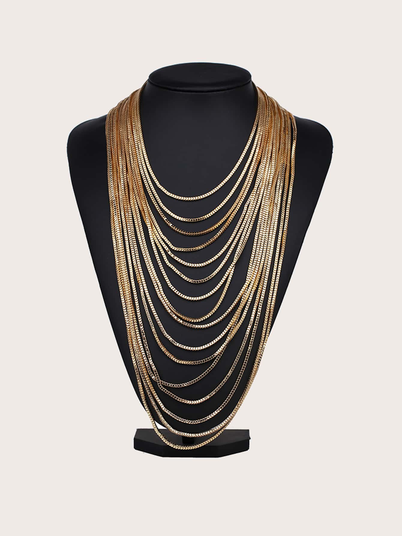 juran 1pc Metal Chain Layered Necklace - Yellow Gold - View 1