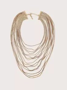 juran 1pc Metal Chain Layered Necklace - Yellow Gold - View 2