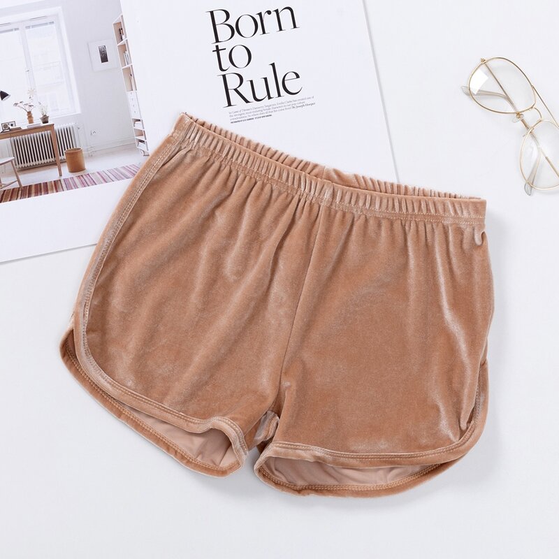 

Solid Velvet Track Shorts, Apricot