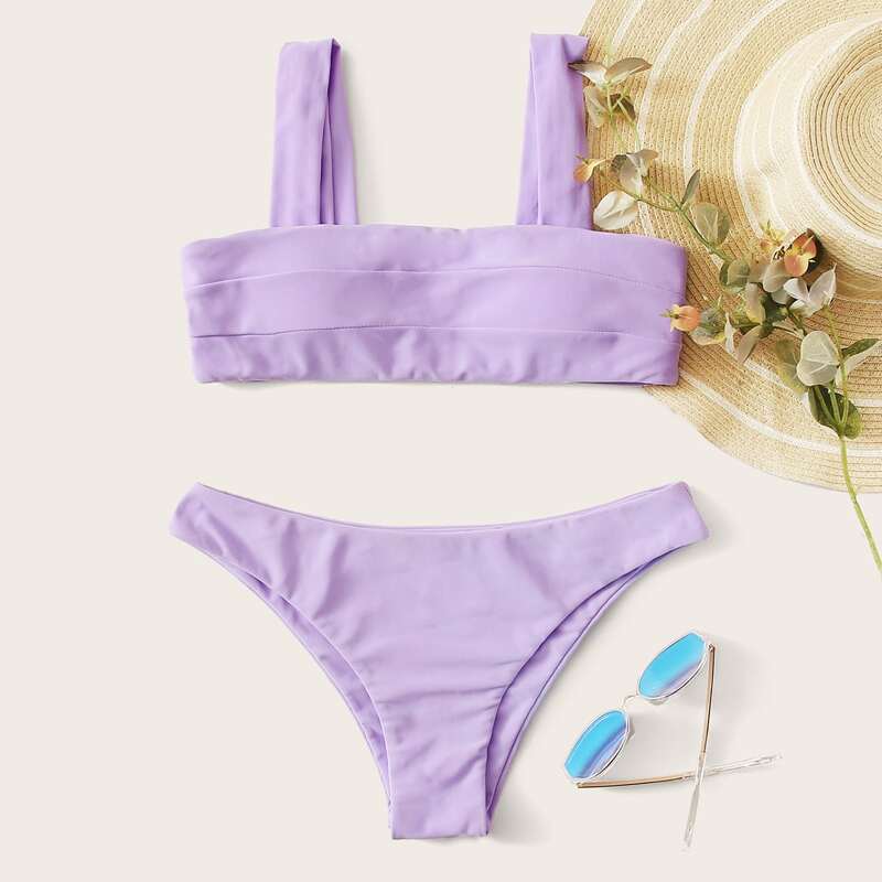 

Solid Low Rise Bikini Swimsuit, Purple