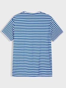 Manfinity Hypemode Men Heart Print Striped Tee - Blue - View 2