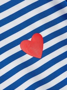 Manfinity Hypemode Men Heart Print Striped Tee - Blue - View 3