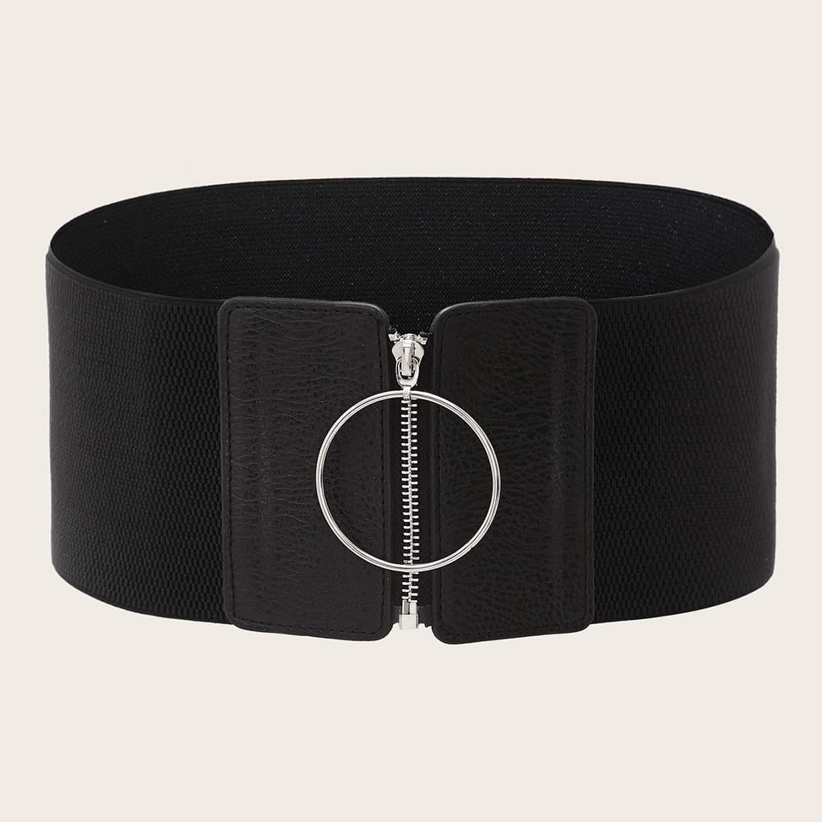 

Ring Decor Obi Belt, Black