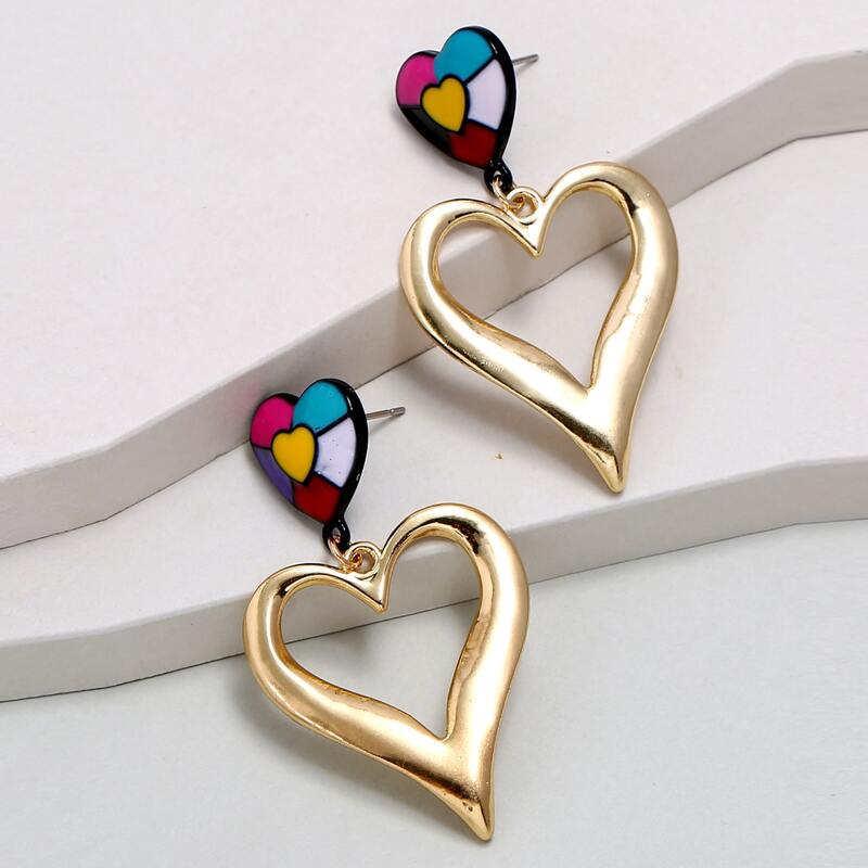 

Heart Decor Earring, Multicolor