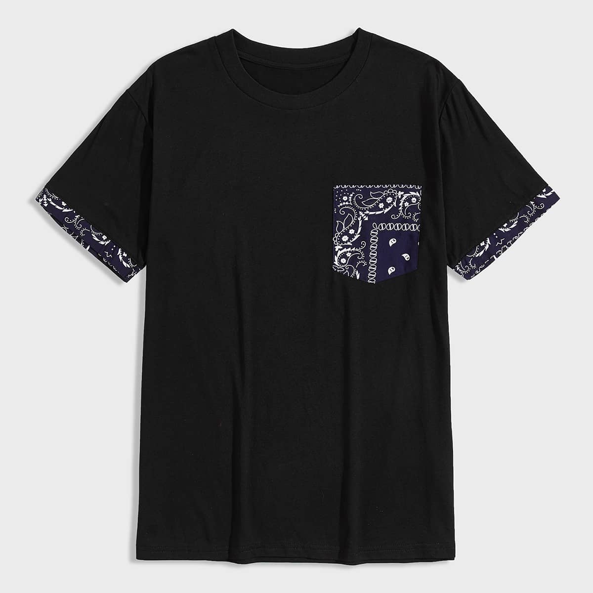 

Guys Paisley Print Pocket Tee, Black