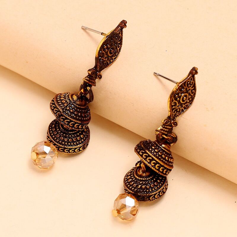 

Vintage Long Earrings, Gold