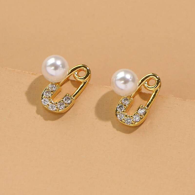 

Faux Pearl Earrings, Gold