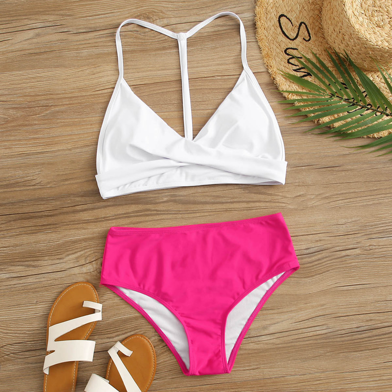 

T-strap High Waist Bikini Swimsuit, Multicolor