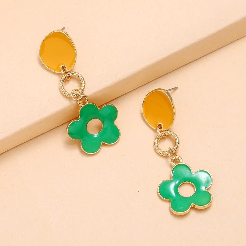 

Flower Drop Earrings, Multicolor