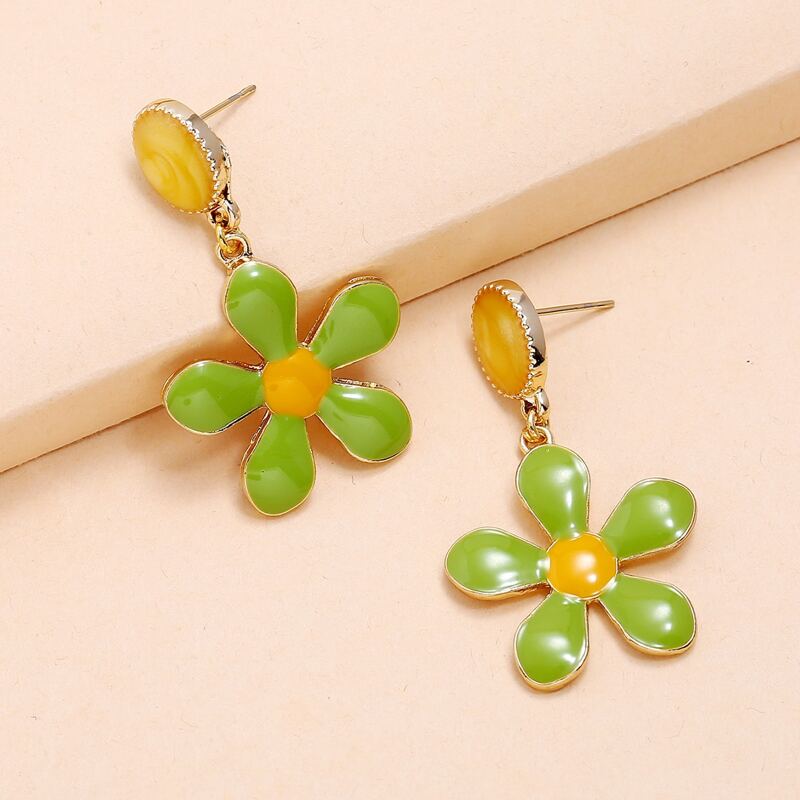 

Flower Drop Earrings, Multicolor