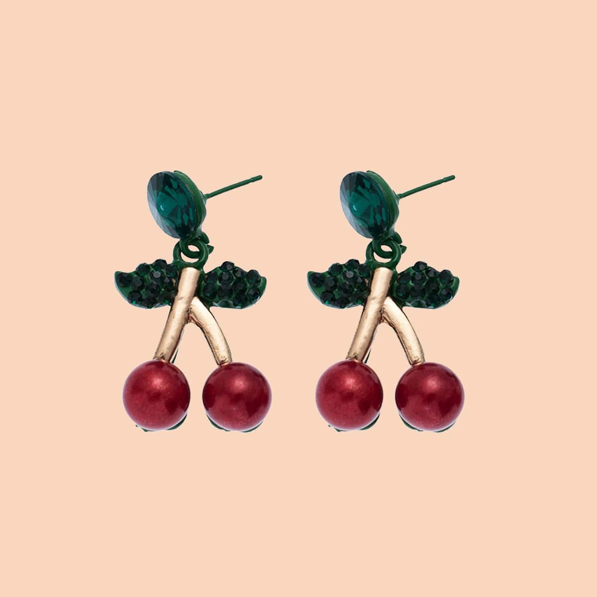 

Cherry Design Drop Earrings, Multicolor