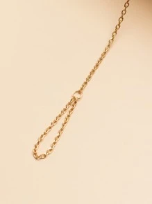 1 pieza pulsera con cadena con aro de dedo - Amarillo Oro - Ver 3