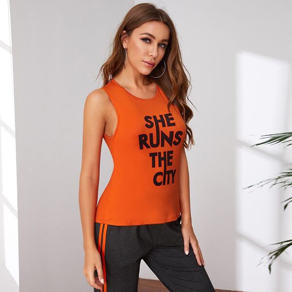 

Slogan Graphic Skinny Sports Tee, Orange