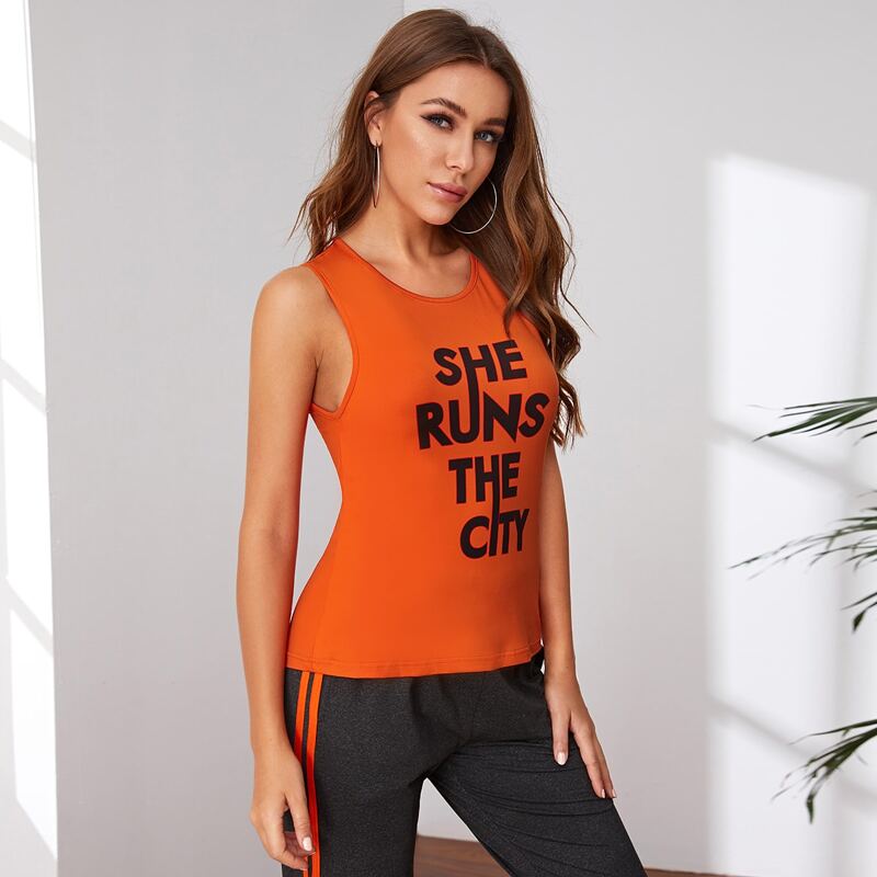 

Slogan Graphic Skinny Sports Tee, Orange
