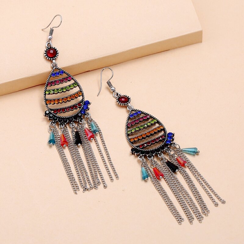 

Chain Tassel Drop Earrings, Multicolor