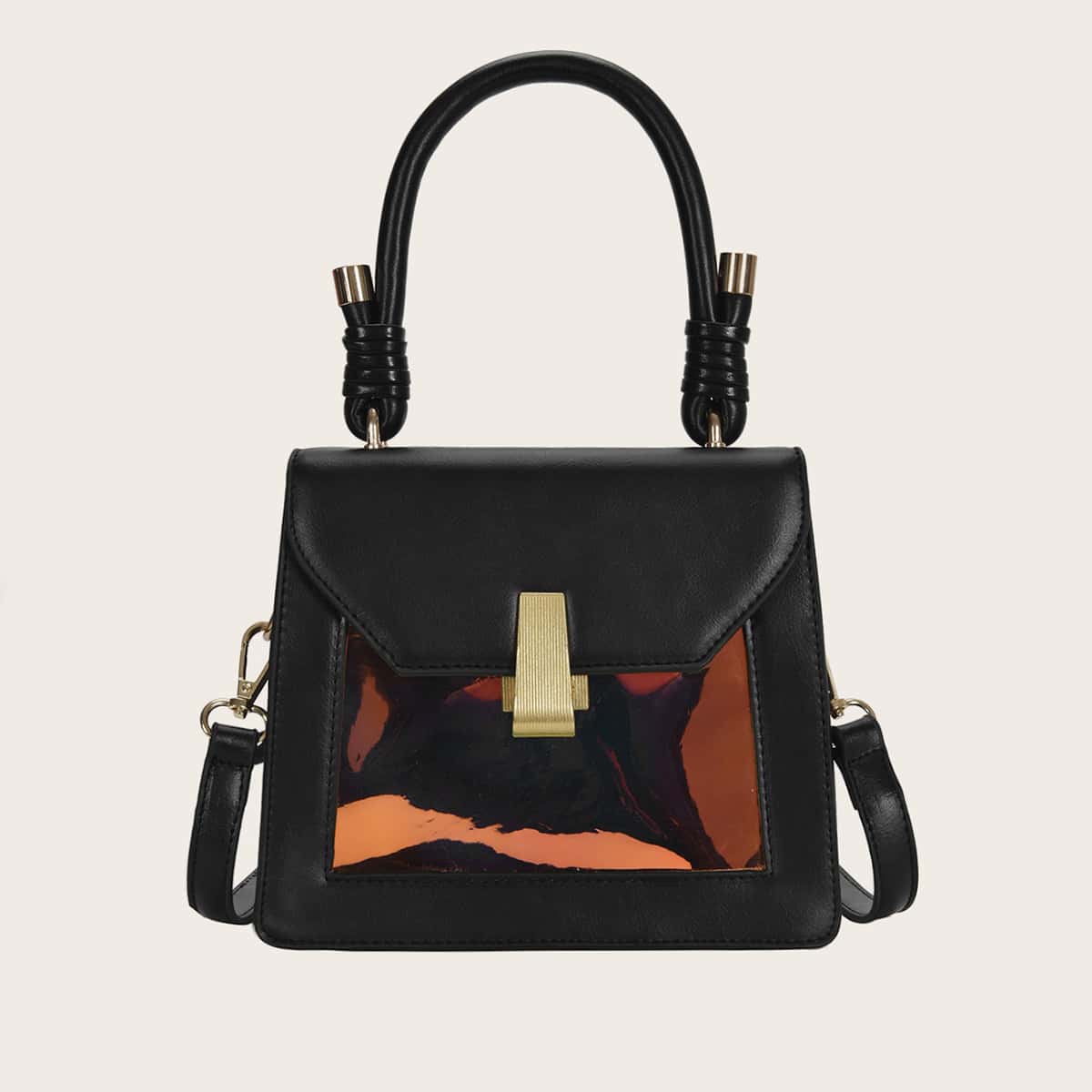 

Laser Patch Satchel Bag, Black
