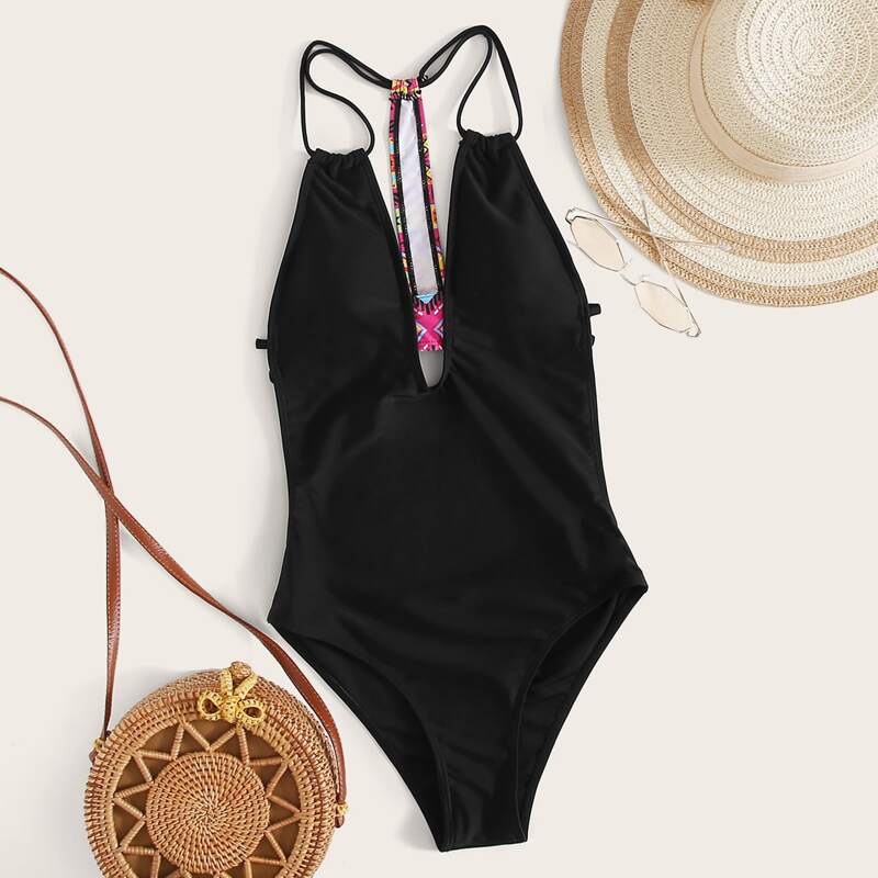 

Racerback One Piece Swimsuit, Black