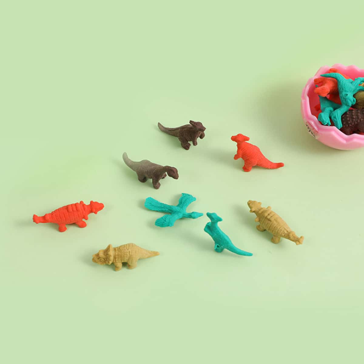 

6pcs Dinosaur Shaped Eraser, Multicolor