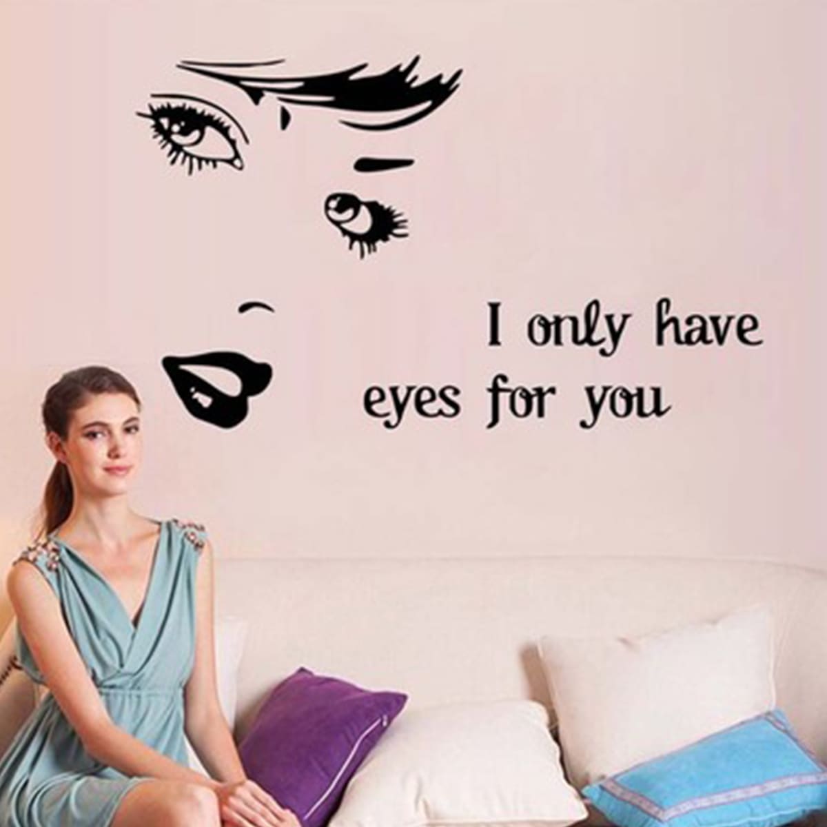 

Slogan & Figure Wall Sticker, Black