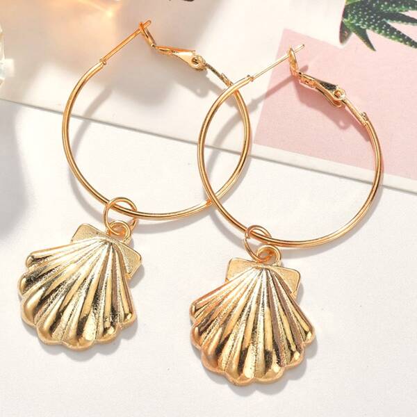 

Shell Charm Drop Earrings, Gold