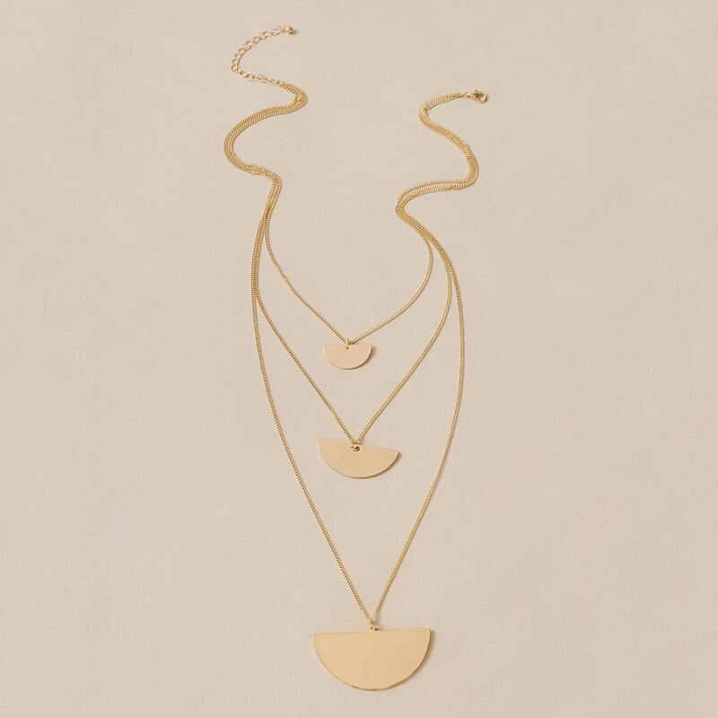 

Semicircle Charm Layered Necklace, Gold