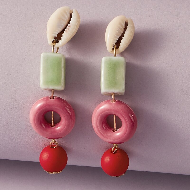 

Shell Decor Color Block Drop Earrings, Multicolor