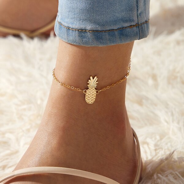 

1pc Pineapple Decor Chain Anklet, Gold