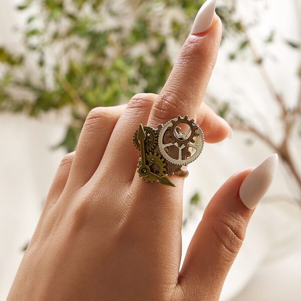 

Кольцо в форме шестерни 1шт, Золотистый