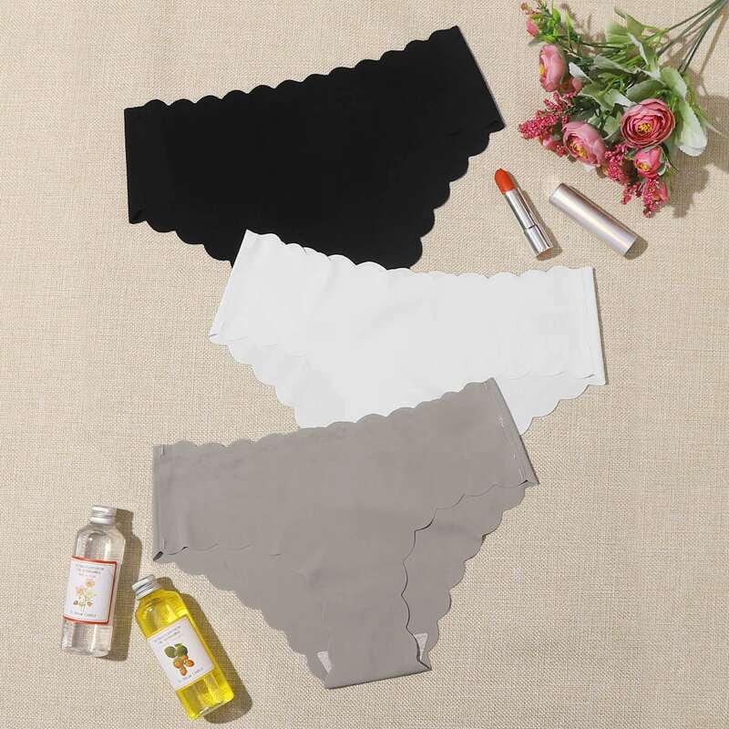 

3pack Scallop Trim Seamless Panty Set, Multicolor