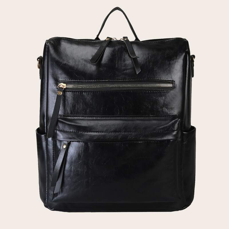 

Zip Front Backpack, Black