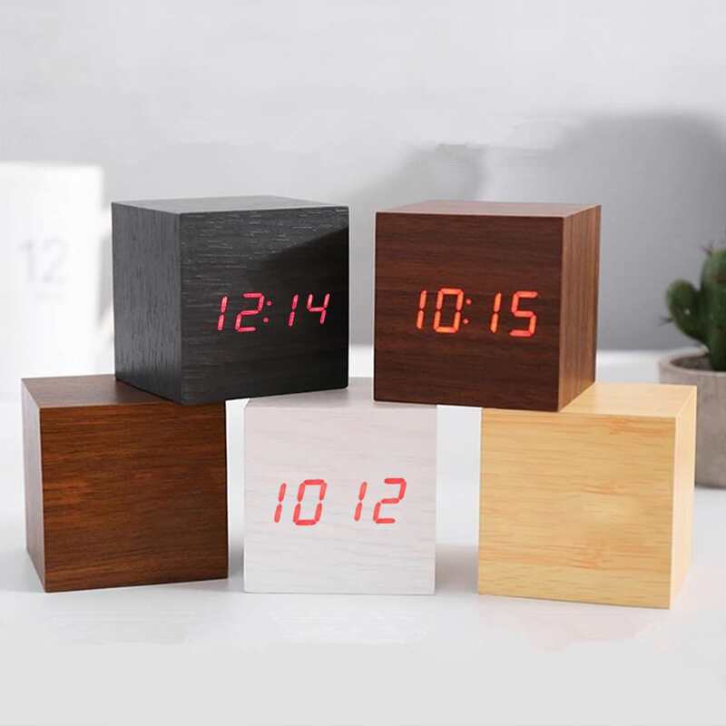 

1pc Square Wooden Clock, Multicolor
