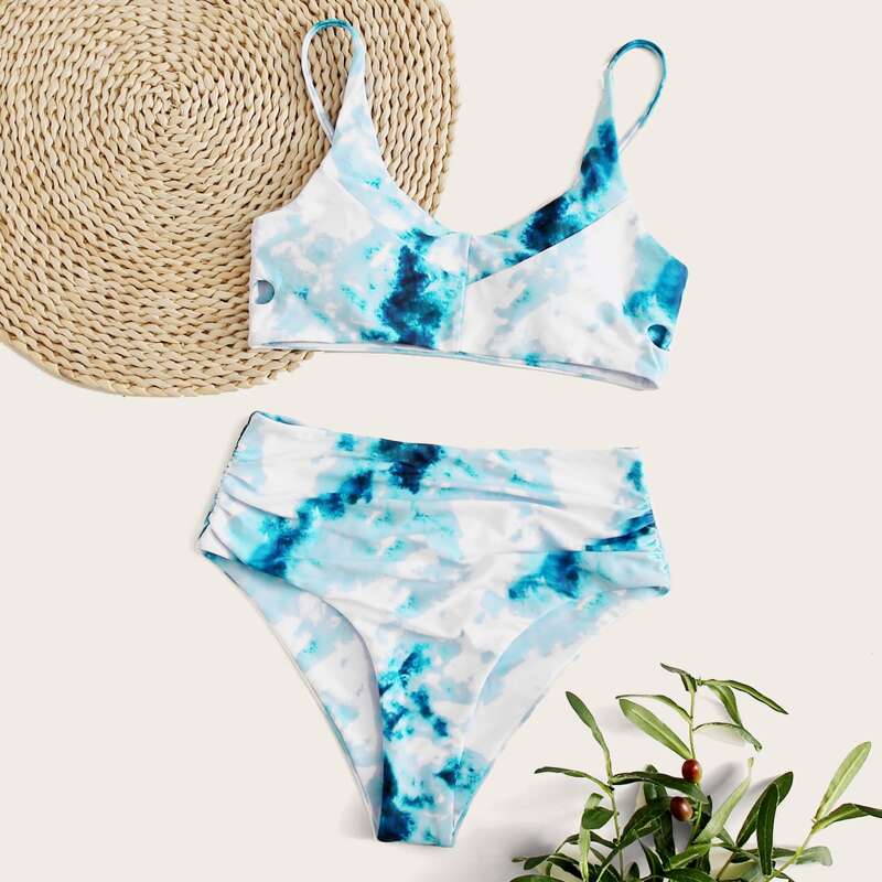 

Tie Dye High Waisted Bikini Swimsuit, Multicolor