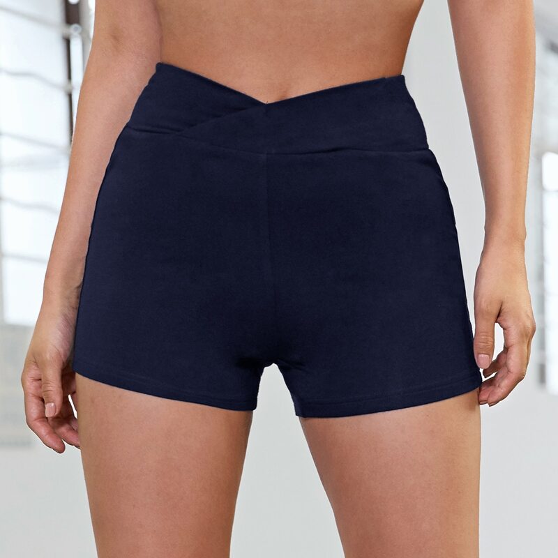 

Overlap Asymmetric Waist Biker Shorts, Navy blue