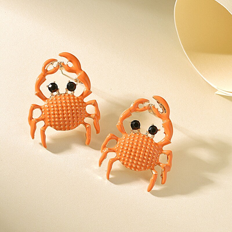 

Crab Design Stud Earrings, Orange