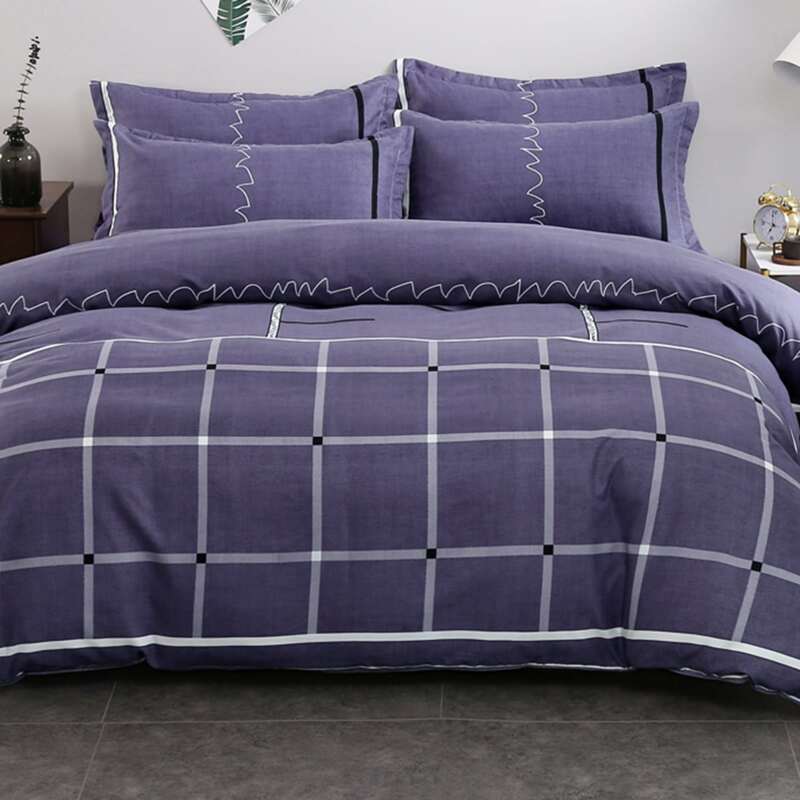 

Plaid Pattern Bedding Set Without Filler, Purple