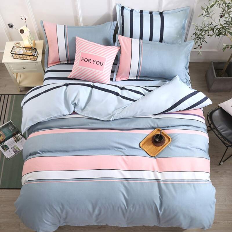 

Striped Pattern Bedding Set Without Filler, Multicolor